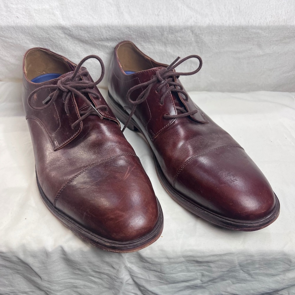 Bostonian Mens Burgundy Leather Cap Toe Oxford Dress Shoes Size 13 M261293907120